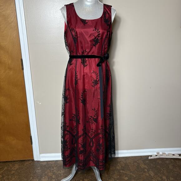 Coldwater Creek Velvet Burnout Sheer Maxi Dress Sz 8 Whimsigoth Romantic Formal - Picture 1 of 16